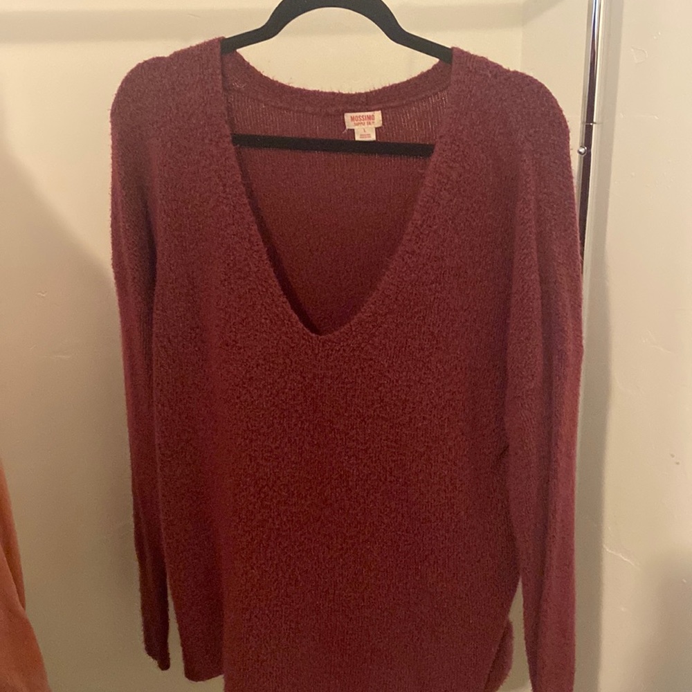 Rose Pink Deep V Sweater